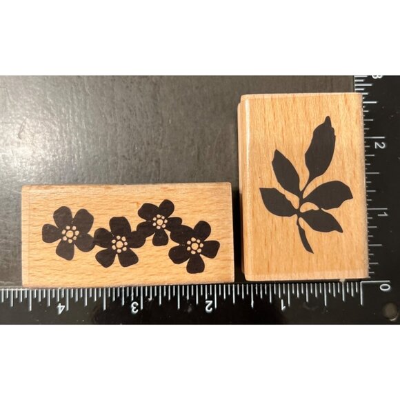 Hampton Art Wood mounted Rubber Stamp set  Floral & Leaf Designs by Kolette Hall - Picture 1 of 4